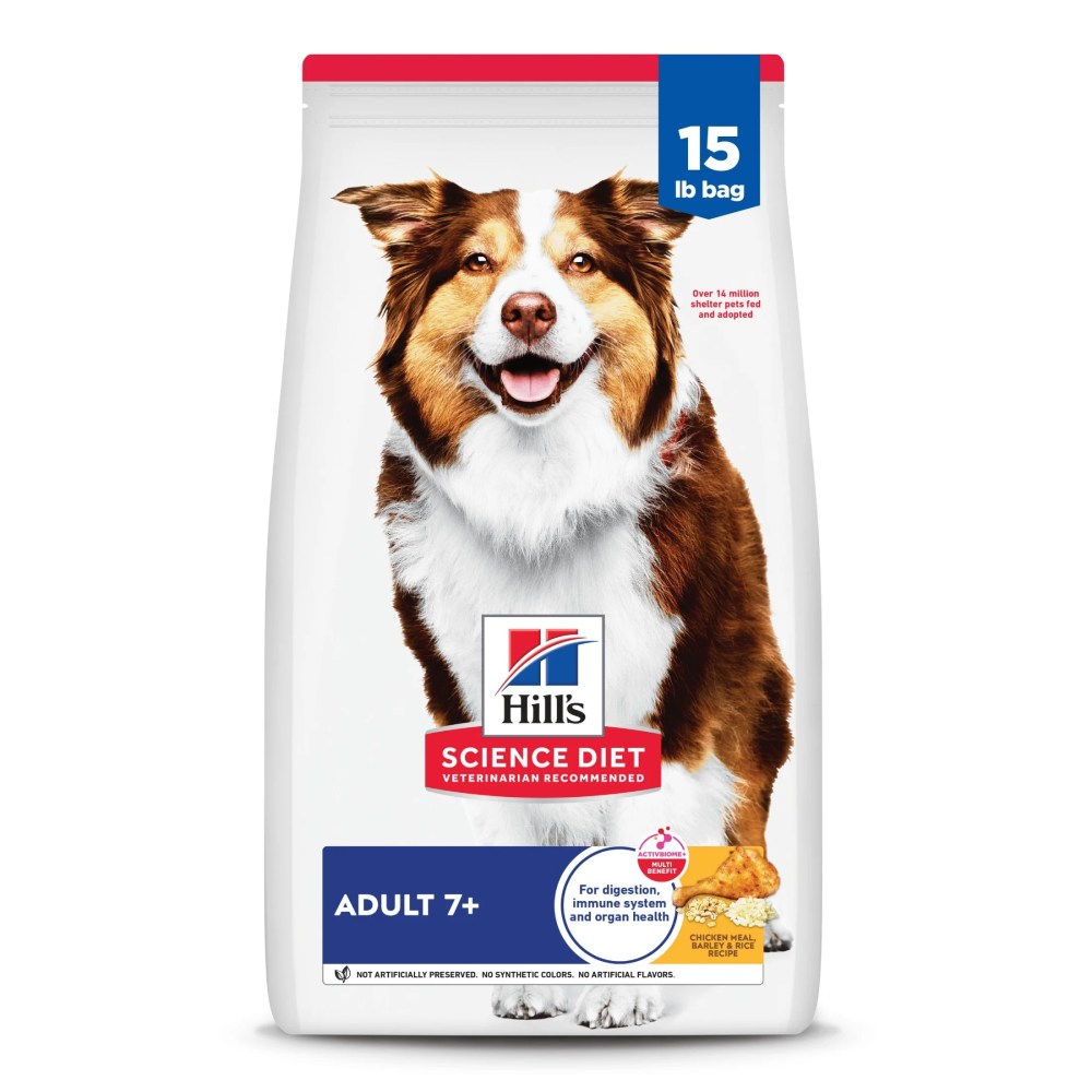 Hill's Science Diet Chicken, Barley & Brown Rice Dry Dog Food for 7 Senior Dogs, 15lb Bag