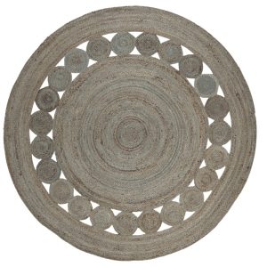 SAFAVIEH Natural Fiber Morgan Braided Jute Area Rug, Grey, 8" x 8" Round
