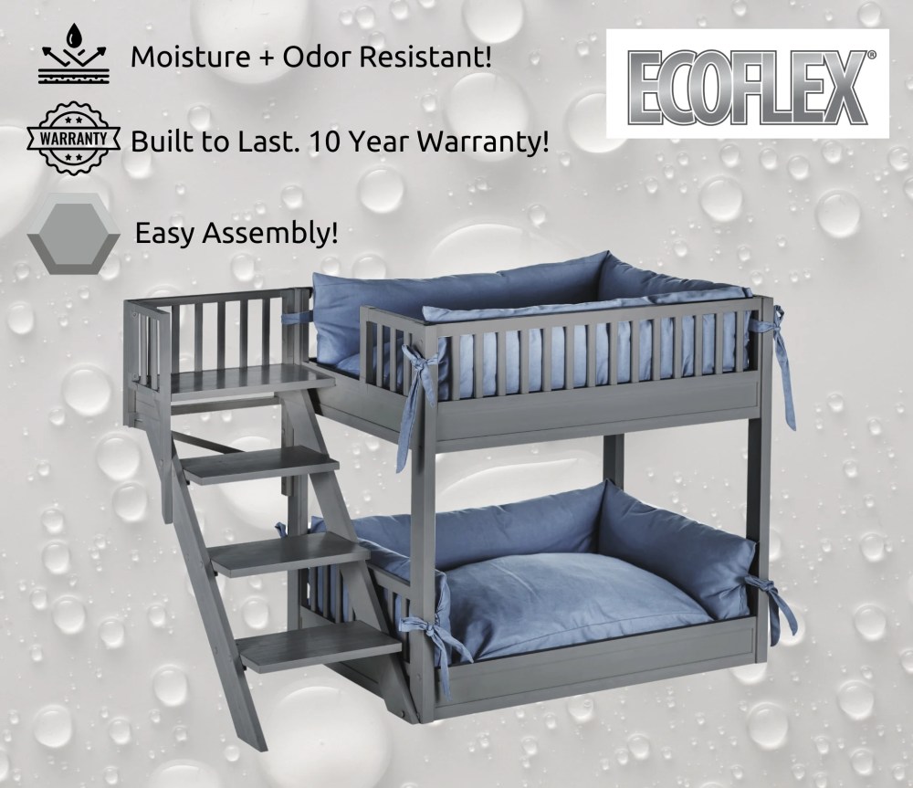 New Age Pet ECOFLEX Aspen Dog Bunk Bed in Grey, Two Memory Foam Cushions - Image 13