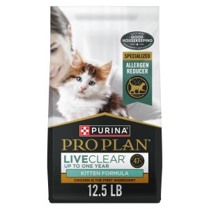 Purina Pro Plan LiveClear Dry Kitten Food Allergen Reducing Chicken and Rice Formula, 12.5 lb Bag
