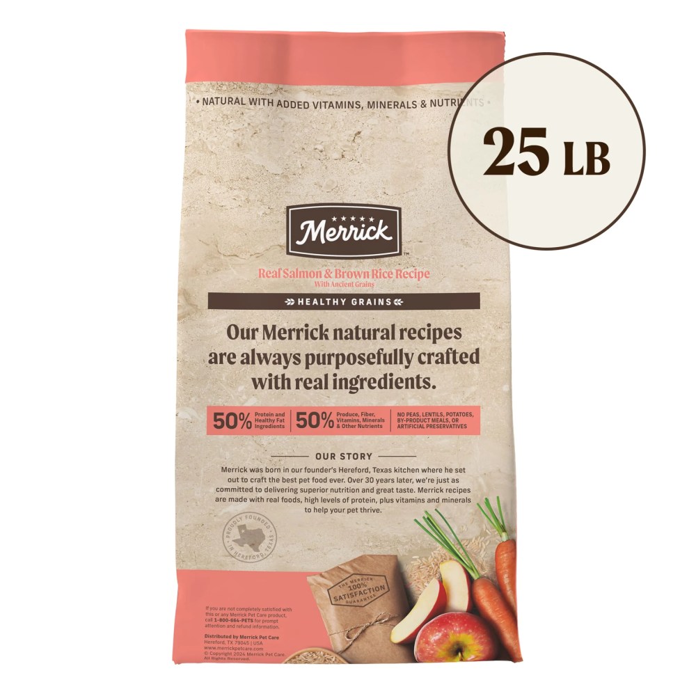 Merrick Healthy Grains Premium Adult Dry Dog Food, Wholesome and Natural Kibble with Salmon and Brown Rice, 25 lb. Bag - Image 2
