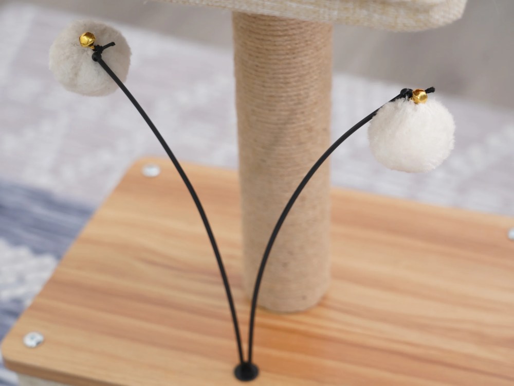 Vibrant Life 3-Level 30" Minimalist Cat Tree with Large Condo and Perch, 3 Toys, Beige - Image 5