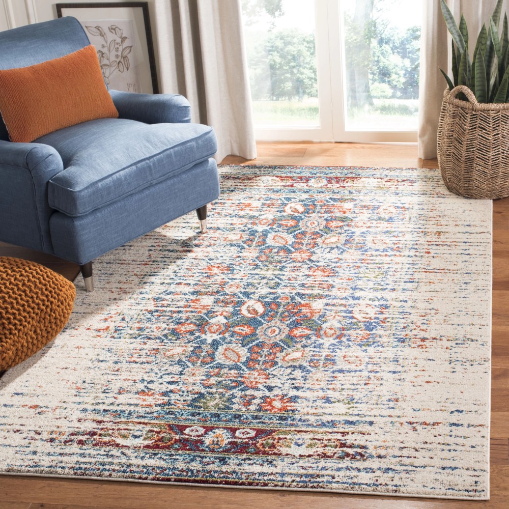 SAFAVIEH Monaco Annabelle Vintage Area Rug, Ivory/Blue, 5'1" x 7'7" - Image 4