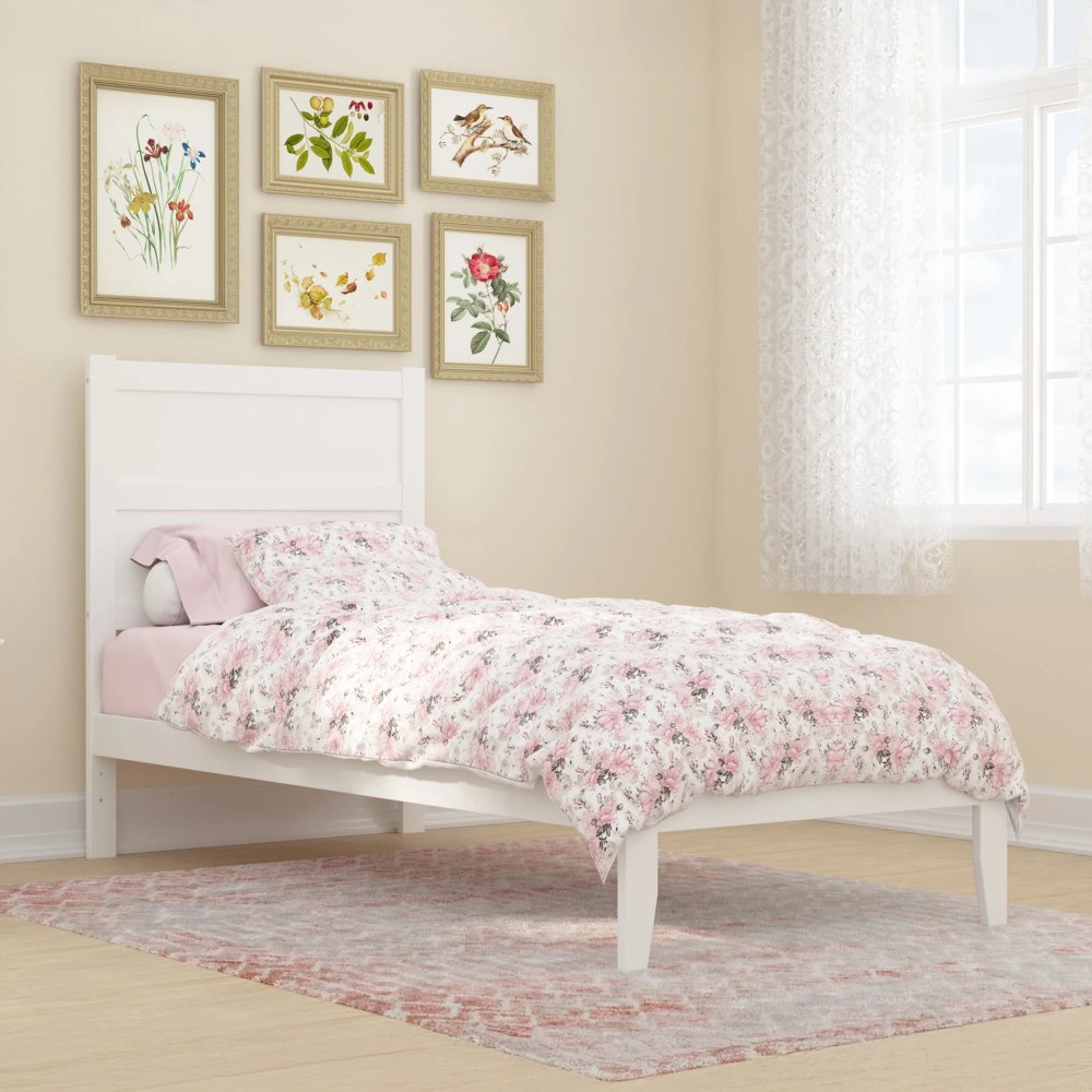 AFI NoHo 14" Twin XL Wood Platform Bed Frame with Modern Panel Headboard, White - Image 6