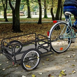 Aosom Bike Cargo Trailer for Hefty Loads, Foldable Compact Storage, Heavy-Duty, Bike Wagon Bike Trailer Bicycle Cargo Trailer Bike Attachment, Black