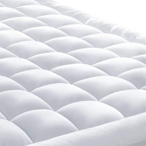 Delara 100 Organic Cotton Mattress Pad, GOTS Certified Organic Cotton Shell, 1350 GSM Snow Down Alternative Fill, 20" Deep Pocket, Fits All Mattress Sizes, Plush Ultra Soft Fluffy Mattress Pad