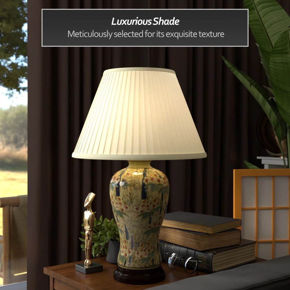 Oriental Furniture 25" Glazed Bamboo Blossom Vase Lamp - Image 5