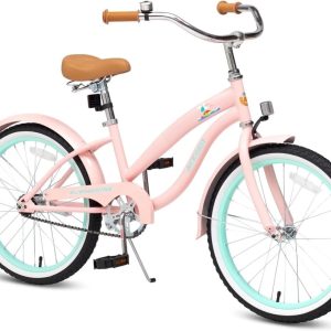 ACEGER 20 Inch Beach Cruiser Bike for Girls Ages 9-13, Pink