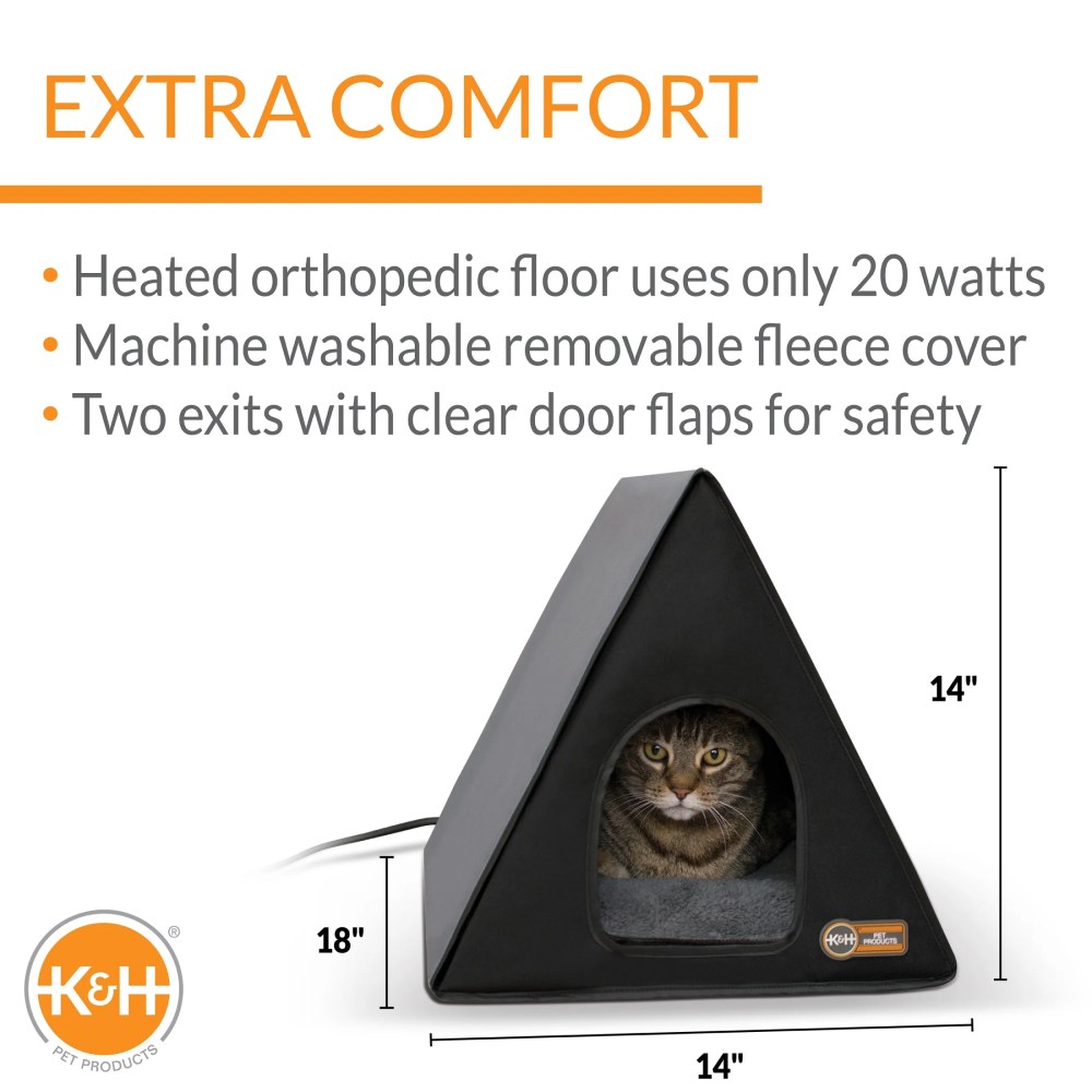 K&H Pet Products Heated A-Frame Indoor/Outdoor Shelter Gray/Black 18 X 14 Inches 20 Watts - Image 8