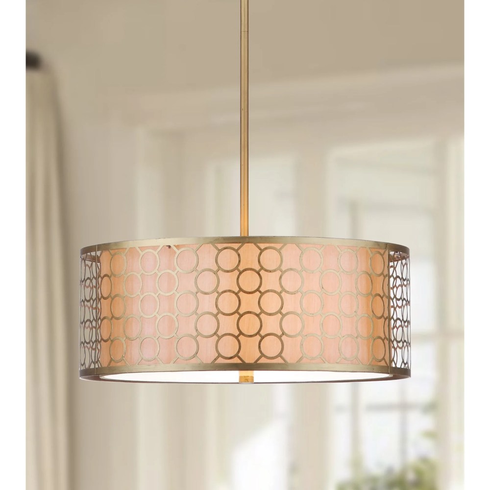 Safavieh Giotta 18 in. Dia. Drum Pendant Light, Antique Gold - Image 5