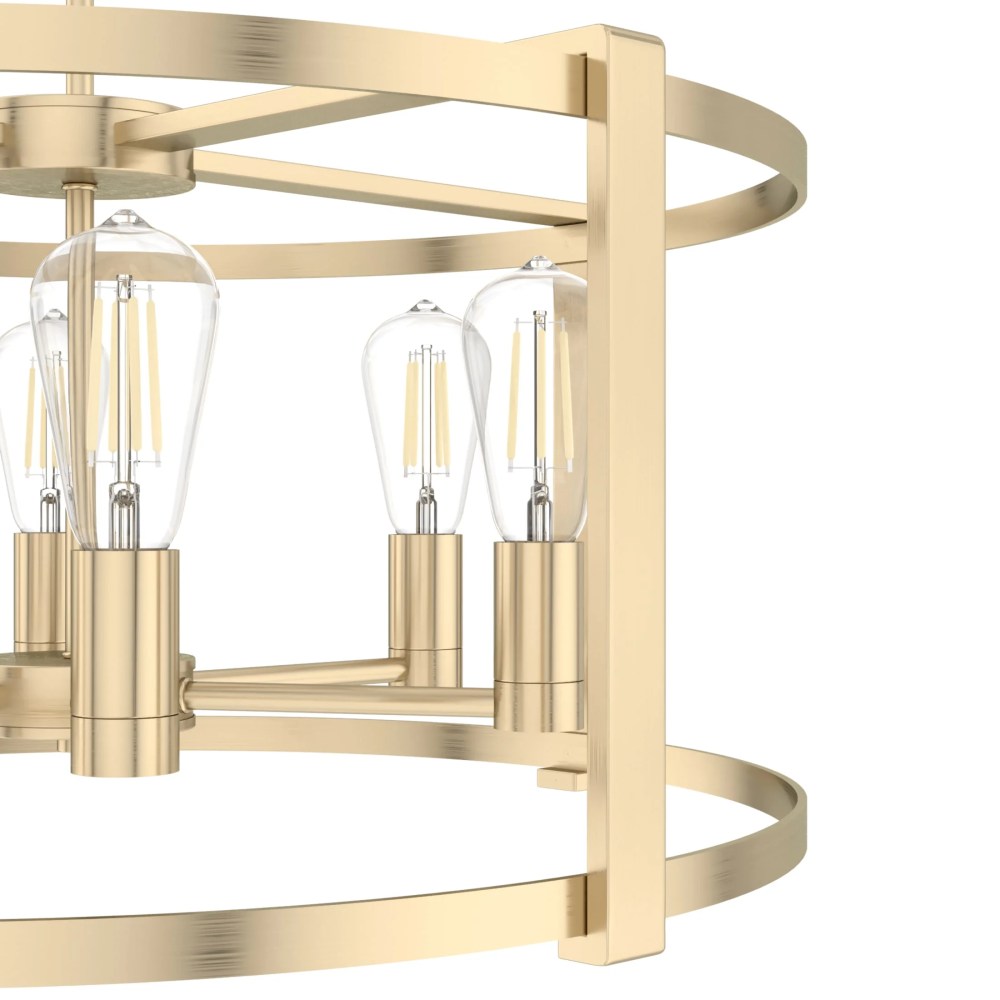 Hunter - Astwood 6-light Alturas Gold, Large Chandelier, Dimmable, Caged Style, Drum Shaped, for Bedrooms, Dining, Living Rooms - 19960 - Image 3