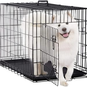 BestPet XL Dog Crate: 48" Folding, Metal Wire, Divider, Dual Door, Plastic Tray - Perfect for Travel & Camping