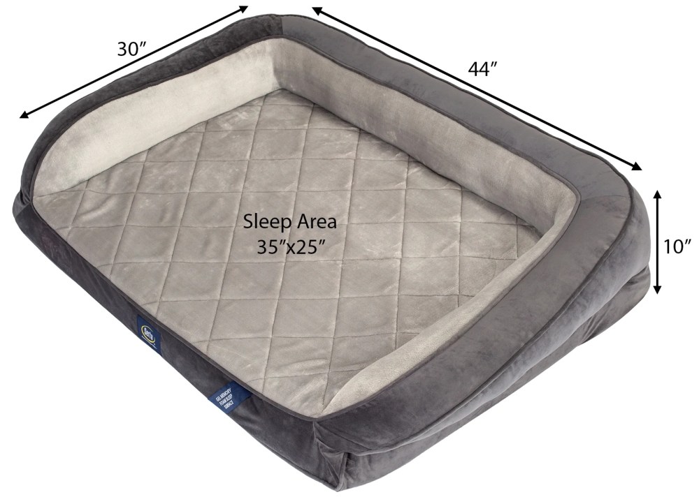 Serta, Extra Large, Quilted Gel Memory Foam Ortho Couch Pet Bed - Image 4