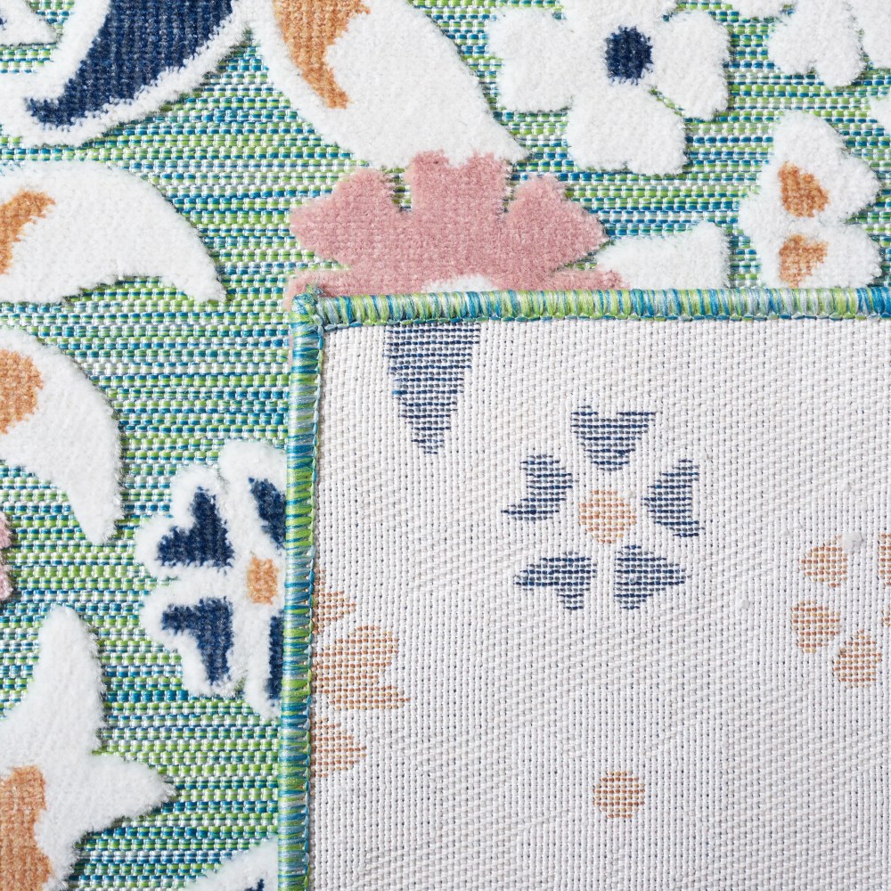 SAFAVIEH Cabana Tobias Floral Indoor/Outdoor Area Rug, Green/Navy, 5'1" x 7'6" - Image 10