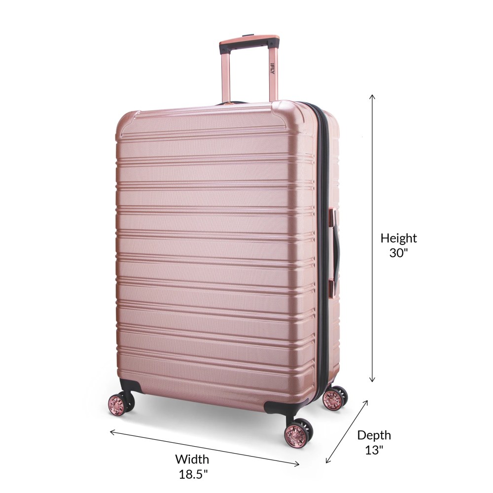 iFLY Fibertech 28" Large Checked Suitcase-Hardside Expandable Spinner Luggage for Travel, Rose Gold - Image 8