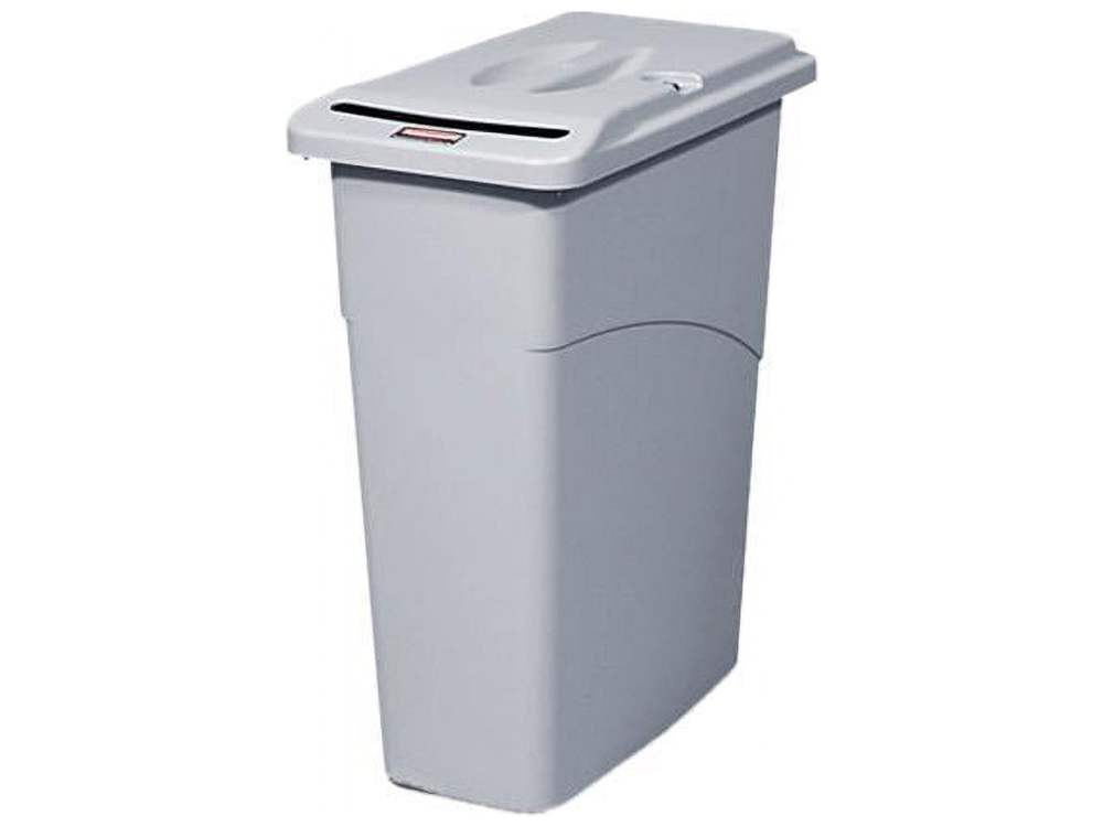 Rubbermaid Commercial Products Slim Jim 23.0 gal Handles Garbage Cans With Lid, Light Gray, 1 Pack