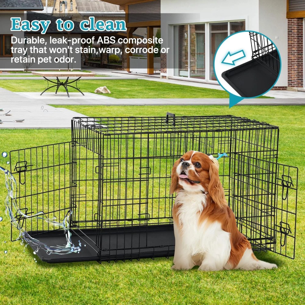 Dkelincs 42 inch Heavy Duty Dog Cage Foldable Dog Crate w/2 Doors&Divider XL Dog Kennel w/Handle for Medium Puppy - Image 7