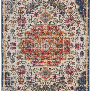 SAFAVIEH Madison Joandra Vintage Floral Area Rug, Ivory/Orange, 5'3" x 7'6"