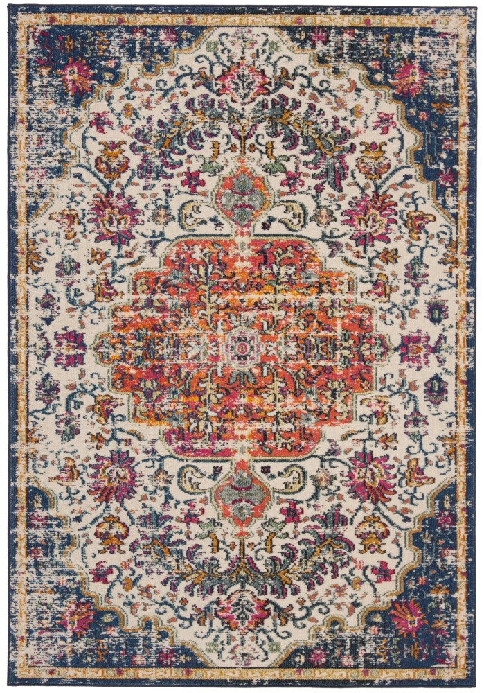 SAFAVIEH Madison Joandra Vintage Floral Area Rug, Ivory/Orange, 5'3" x 7'6"
