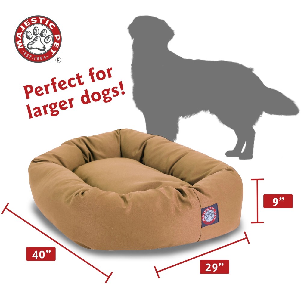 Majestic Pet Poly/Cotton Bagel Pet Bed for Dogs, Calming Dog Bed Washable, Large, Khaki - Image 4