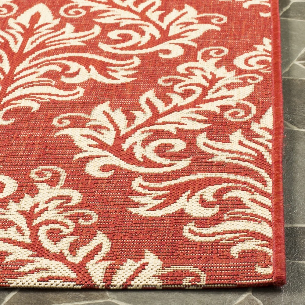 Safavieh Courtyard Anna Damask Indoor/Outdoor Area Rug, Red/Creme, 6'7" x 9'6" - Image 5