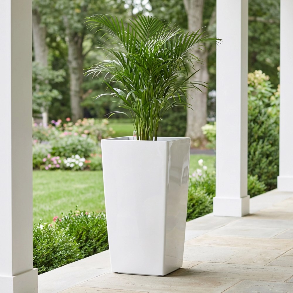 Algreen Modena 30-In. Square Taper Planter, Self-Watering, Glossy White - Image 5