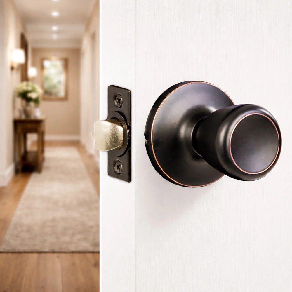 Oil Rubbed Bronze Passage Door Knob for Hall and Closet, Interior, 12-Pack - Image 4