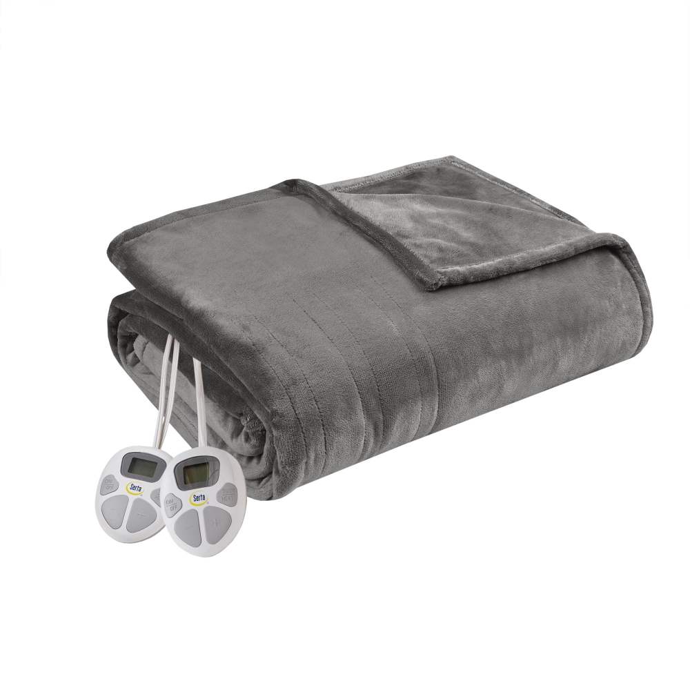 Serta Gray Polyester Electric Blanket, Queen - Image 7