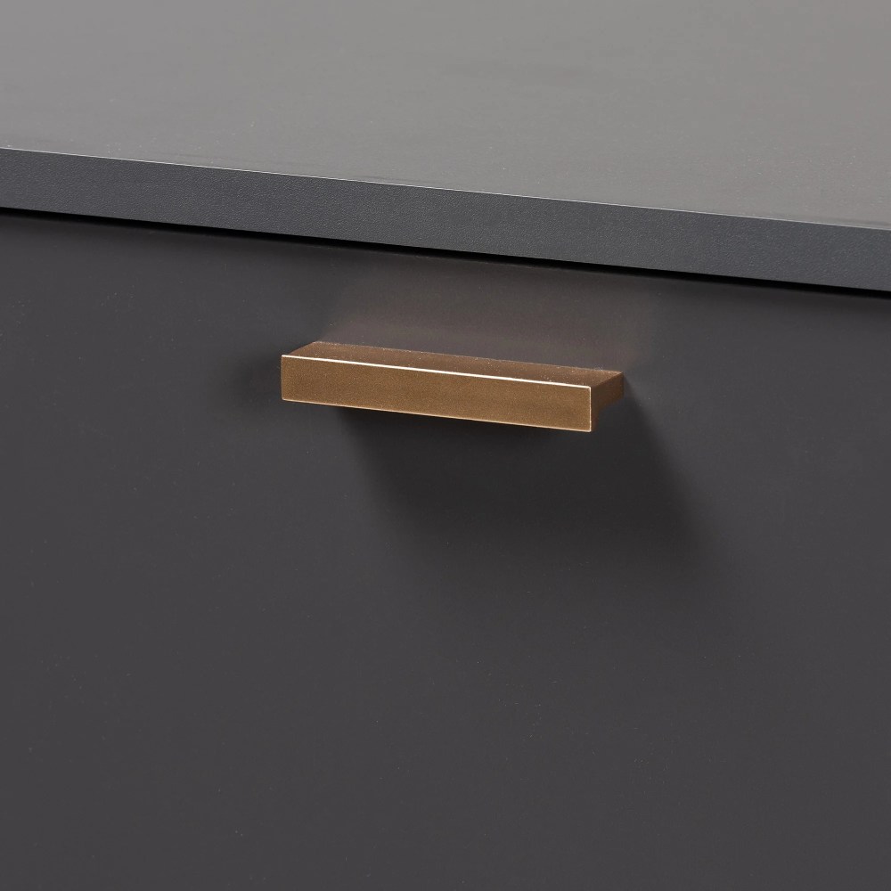 Baxton Studio Kelson Modern and Contemporary Dark Grey and Gold Finished Wood 3-Door Shoe Cabinet - Image 7