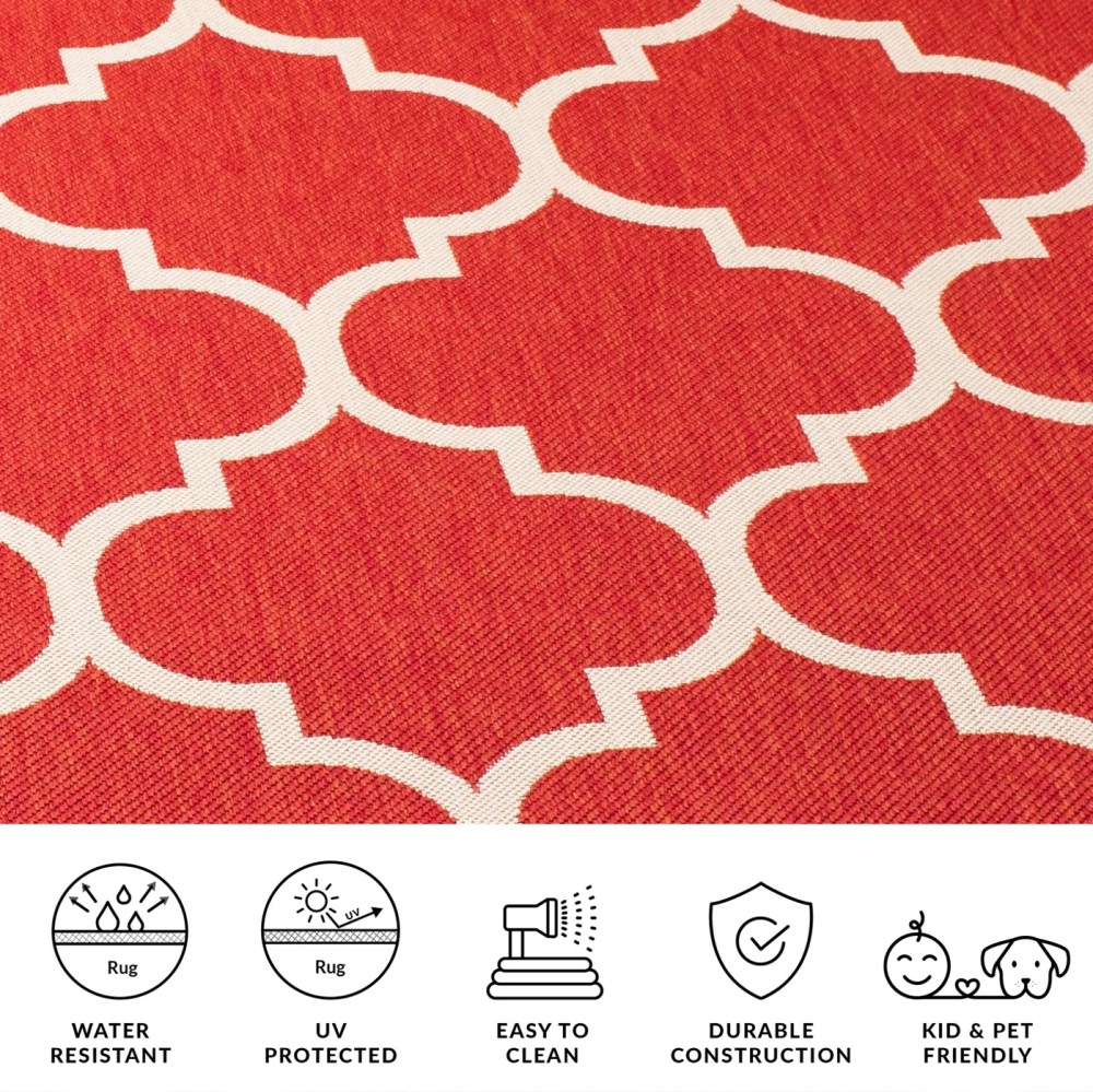 Safavieh Courtyard Alyssa Geometric Indoor/Outdoor Area Rug, Red/Bone, 6'7" x 9'6" - Image 16