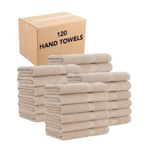 Arkwright True Color Hand Towels, Ring Spun Cotton, 1627, (Bulk Case of 120) - Beige