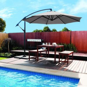 Coolaroo Round Cantilever Patio Umbrella, 90 UV Block, 10", Smoke