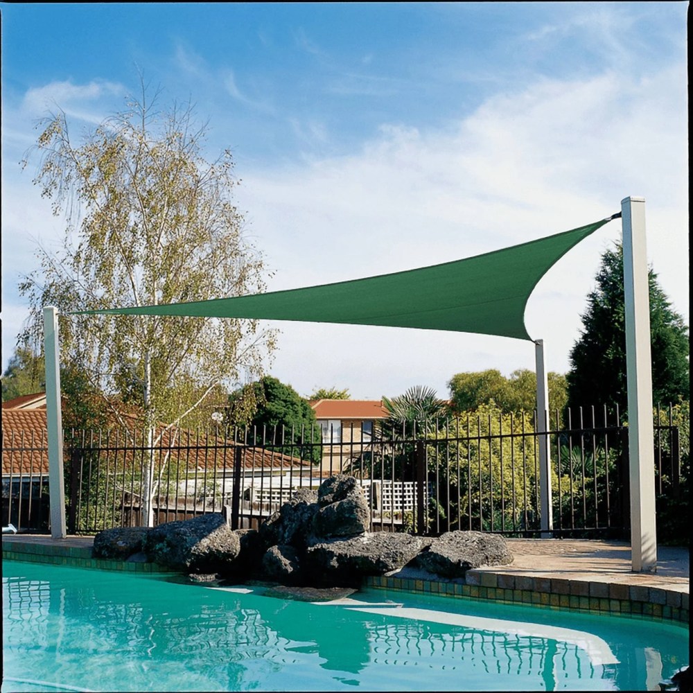 Coolaroo Coolhaven Outdoor Sun Shade Sail With Hardware Kit 95 UV Block Protection for Garden, Patio, Backyard, 12" Triangle, Heritage Green