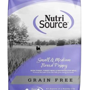 NutriSource Grain Free Dry Puppy Food for Small and Medium Breeds,  Turkey,  Whitefish and Menhaden Fish Meal,  26LB