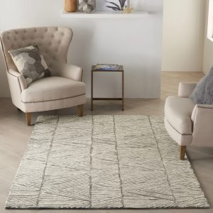 Nourison Vail Modern Eclectic Grey/White 5'3" x 7'3" Area Rug, (5" x 7")