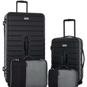Wrangler 4-Piece 8-Wheel Expandable Hard Side Trunk-Style Luggage Set - Black