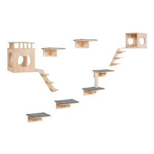 KFFKFF Cat Wall Mounts,  Wall Perches and Leaping Platforms,  Feline Beds,  Loungers & Cat Tower,  Cat Play and Rest Furniture,  Supports up to 40 lbs for Resting,  Frolicking,  Ascending,  9-Piece Se