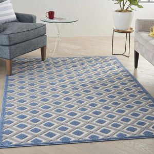 Nourison Aloha Indoor/Outdoor Blue/Grey 5'3" x 7'5" Area Rug, (57)