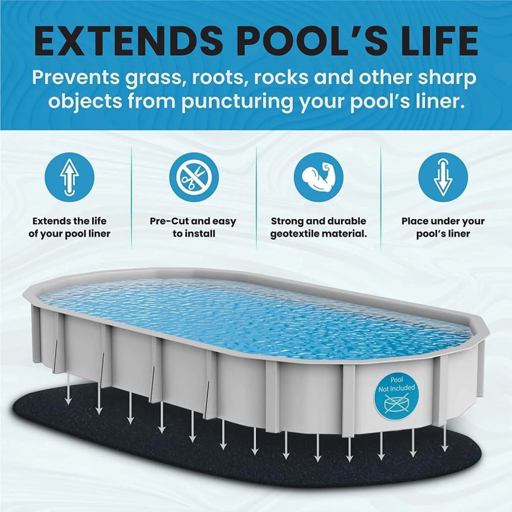 Liner Life Pool Liner Pad for 12" x 24" Oval Aboveground Pool, Solid, Geotextile, Black - Image 6