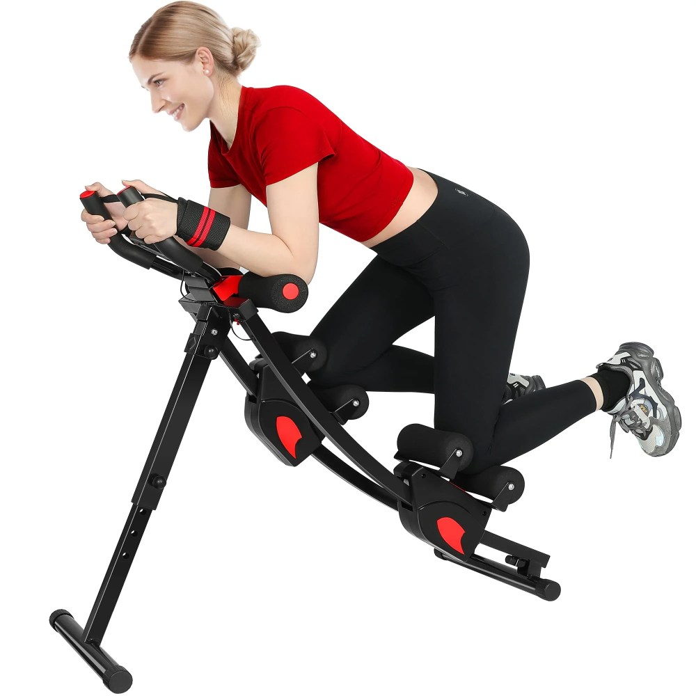 Wostoo Ab Machine Ab Workout Equipment for Core & Abdominal Trainer Fitness Equipment with LCD Display for Home Gym, Black