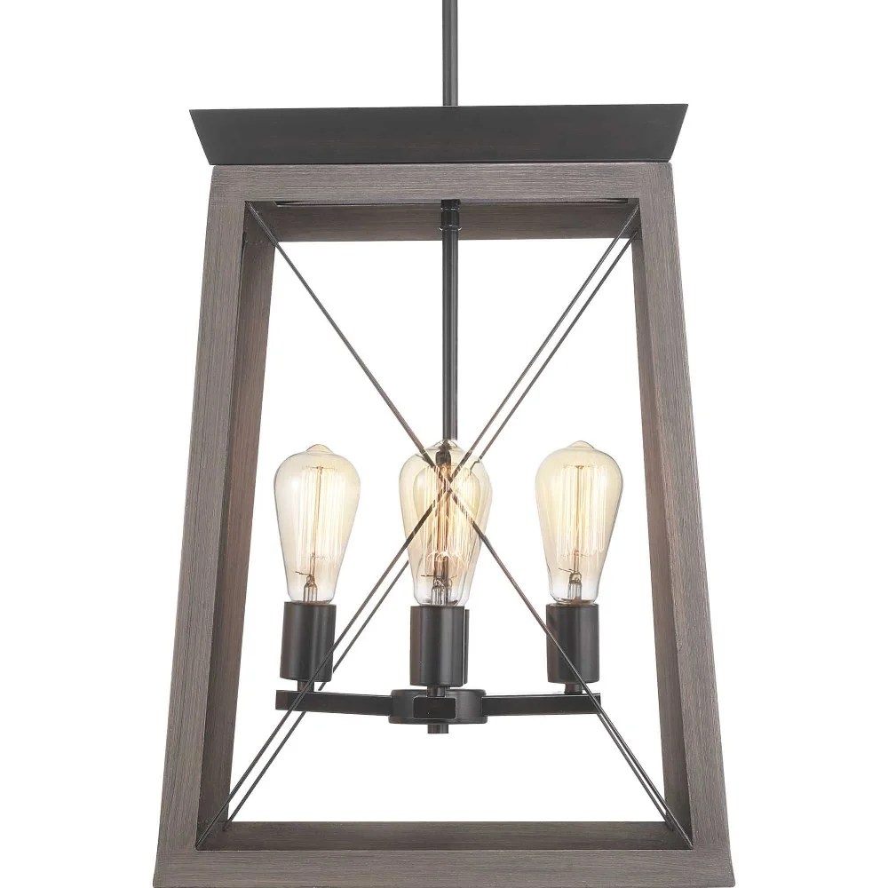 Progress Lighting Briarwood 4-Light Foyer Pendant, Steel, Graphite, Vintage-Style Bulbs, Wood Enclosure - Image 3