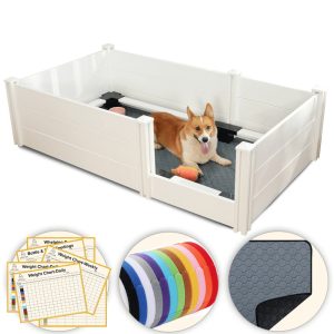 72"x 40" Whelping Box Kit for Dogs,  Perfect for 2-6 Puppies' Growth Period,  White