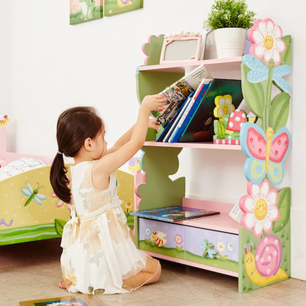 Fantasy Fields Magic Garden Kids 3-Tier Bookshelf & Drawer - Image 8