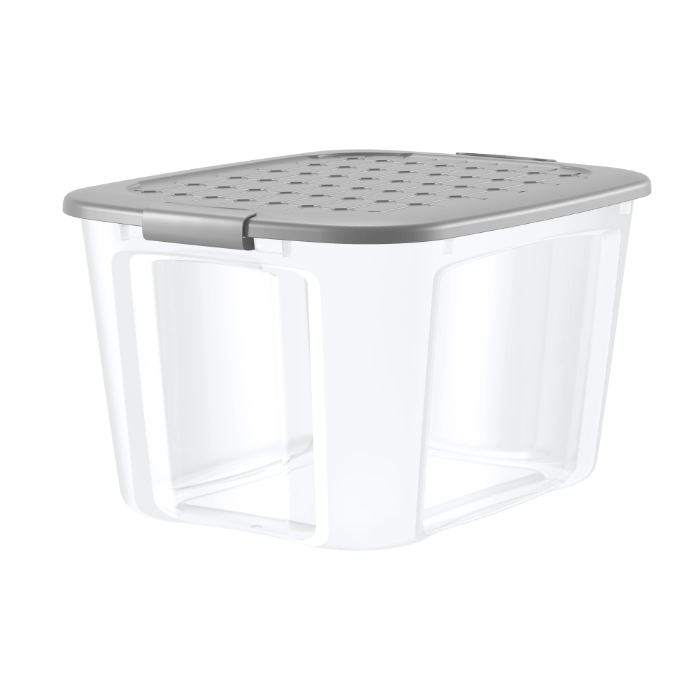 Bella Storage 72 Quart Clear Plastic Latching Grey Lid Tote Set of 6 - Image 2