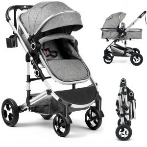 AILEEKISS 3-in-1 Convertible Baby Stroller with Big Seat and Adjustable Canopy, 24 Pounds, Dark Grey