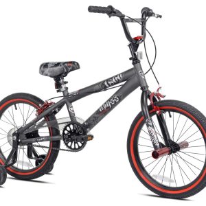 18" Kent Bicycle Abyss Freestyle BMX Bicycle, Fits Riders 3'2"-4'2", Gray, Child, Unisex
