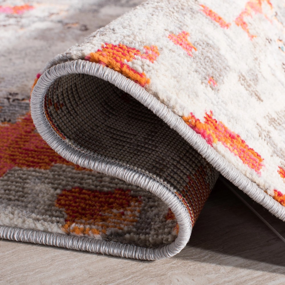SAFAVIEH Madison Candelario Abstract Polka Dots Area Rug, Grey/Orange, 6" x 9" - Image 7