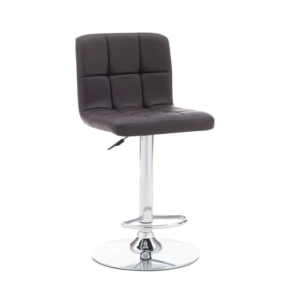 Powell Sherman 24-32" Indoor Adjustable Metal Swivel Bar Stool, Chrome/Brown Faux Leather - Image 9