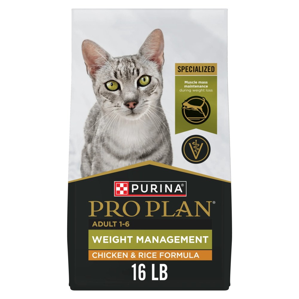 Purina Pro Plan Weight Management Chicken and Rice Adult Formula Dry Cat Food, 16 lb.