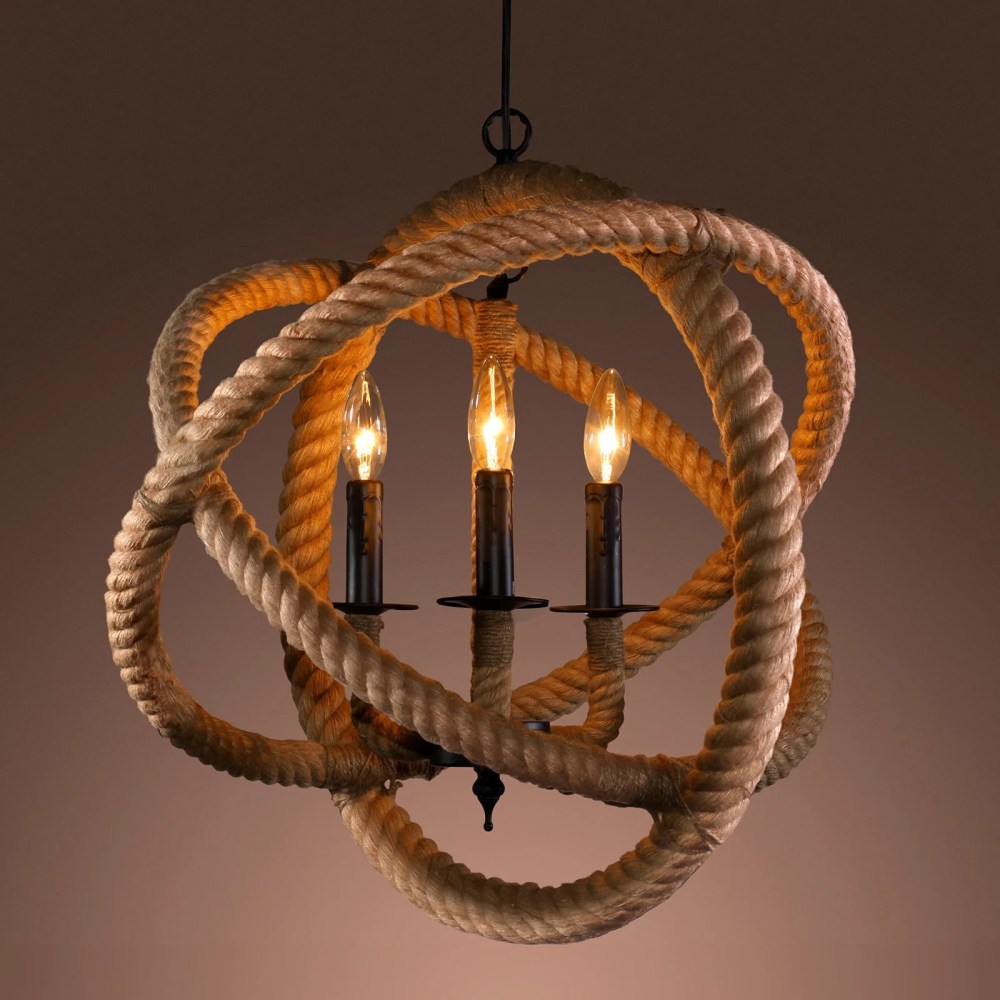 Warehouse of Tiffany Natalia 3-Light Rope Enclosed Chandelier - Image 2